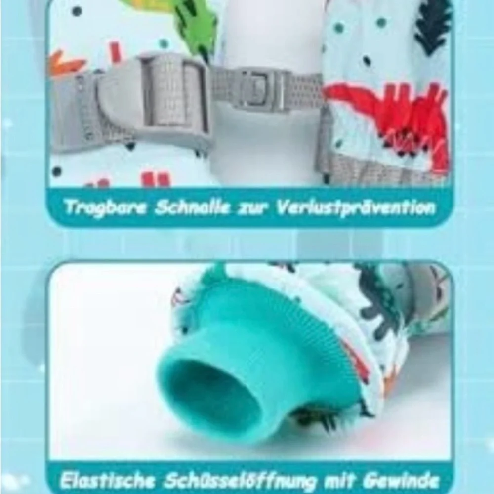 Kids Dino-Print Winter Mittens - Teal Green